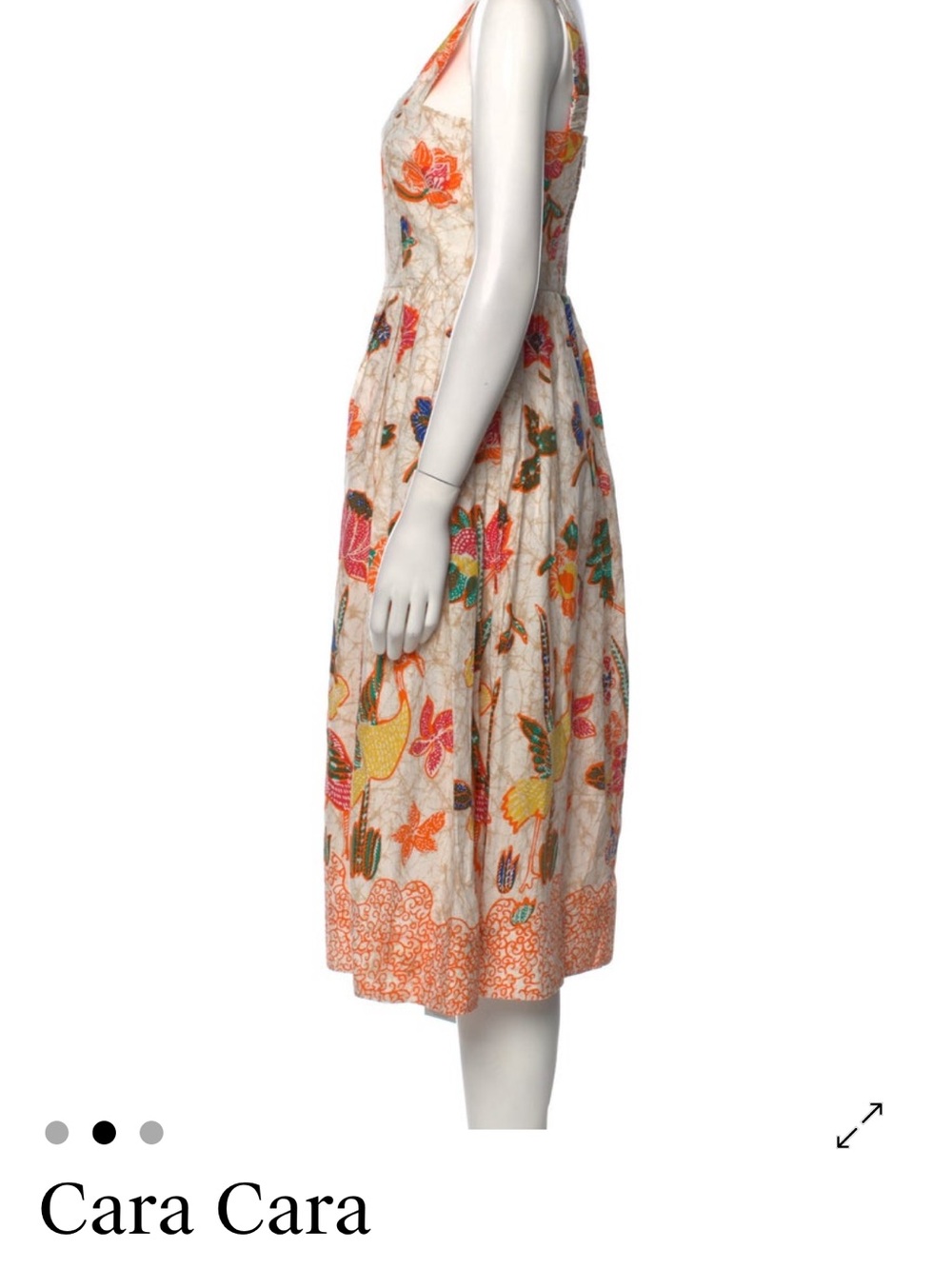 Cara Cara Cream Midi Dress with Multicolor Floral Print - Picture 2 of 4